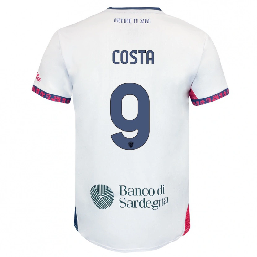 Danxen Donna Maglia Luca Costa #9 Bianco Blu Navy Rosso Kit Gara Away 2025/26 Maglietta