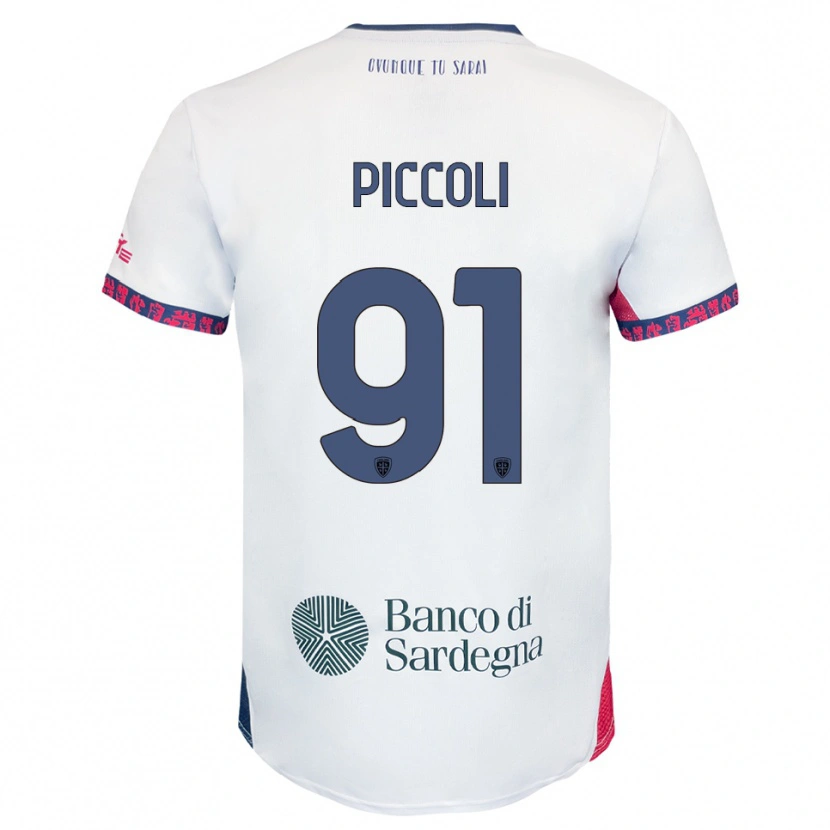 Danxen Donna Maglia Roberto Piccoli #91 Bianco Blu Navy Rosso Kit Gara Away 2025/26 Maglietta