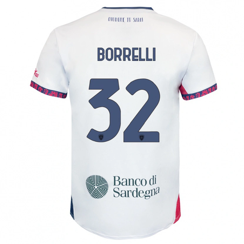 Danxen Donna Maglia Gennaro Borrelli #32 Bianco Blu Navy Rosso Kit Gara Away 2025/26 Maglietta