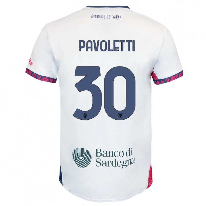 Danxen Donna Maglia Leonardo Pavoletti #30 Bianco Blu Navy Rosso Kit Gara Away 2025/26 Maglietta