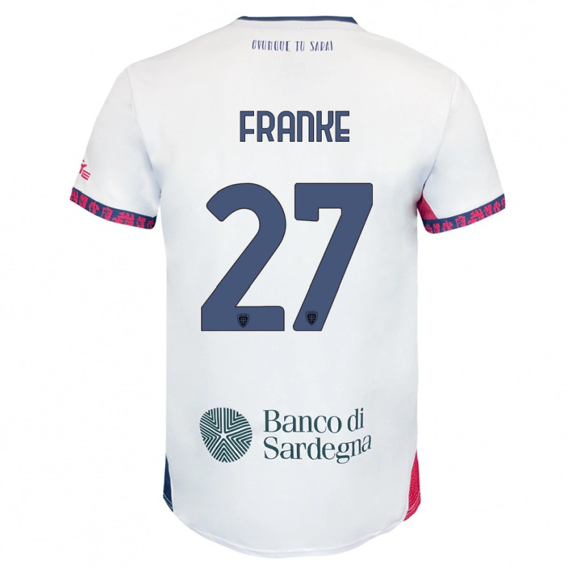 Danxen Donna Maglia Antoni Franke #27 Bianco Blu Navy Rosso Kit Gara Away 2025/26 Maglietta