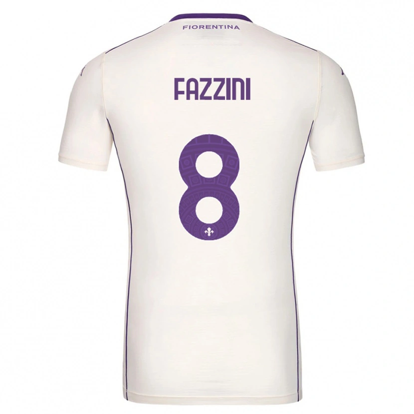 Danxen Donna Maglia Jacopo Fazzini #8 Bianco Viola Rosso Kit Gara Away 2025/26 Maglietta