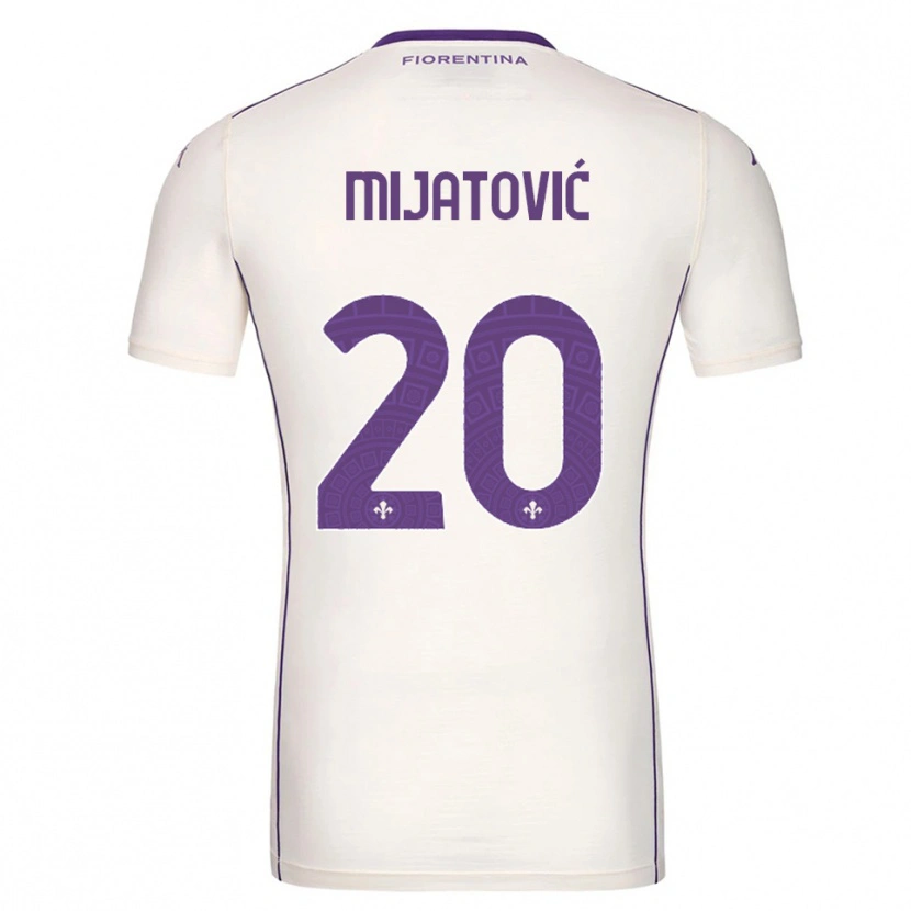 Danxen Donna Maglia Milica Mijatović #20 Bianco Viola Rosso Kit Gara Away 2025/26 Maglietta