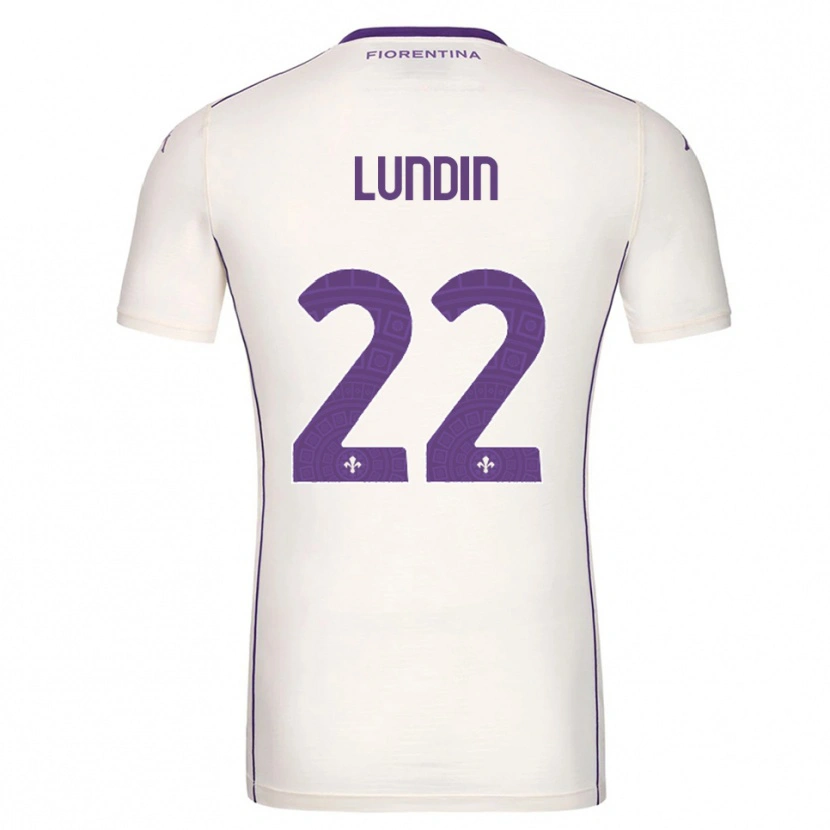 Danxen Donna Maglia Karin Lundin #22 Bianco Viola Rosso Kit Gara Away 2025/26 Maglietta