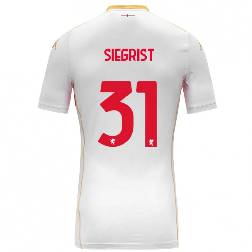 Danxen Donna Maglia Benjamin Siegrist #31 Bianco Rosso Kit Gara Away 2025/26 Maglietta