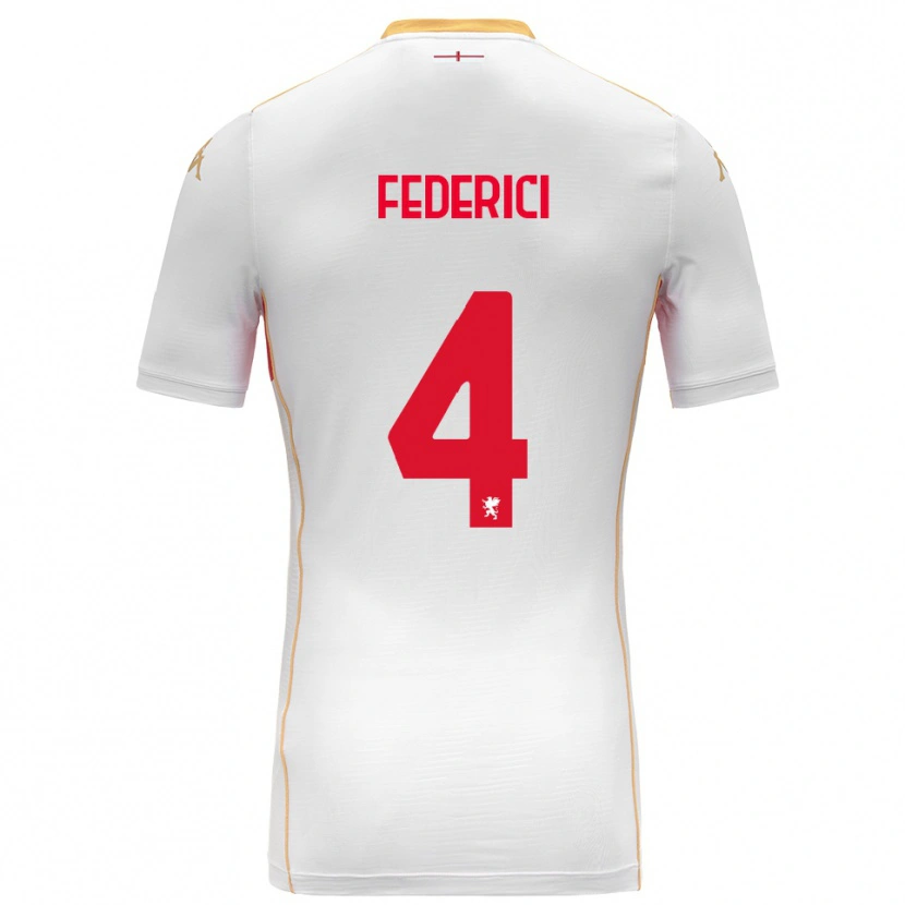 Danxen Donna Maglia Matteo Federici #4 Bianco Rosso Kit Gara Away 2025/26 Maglietta
