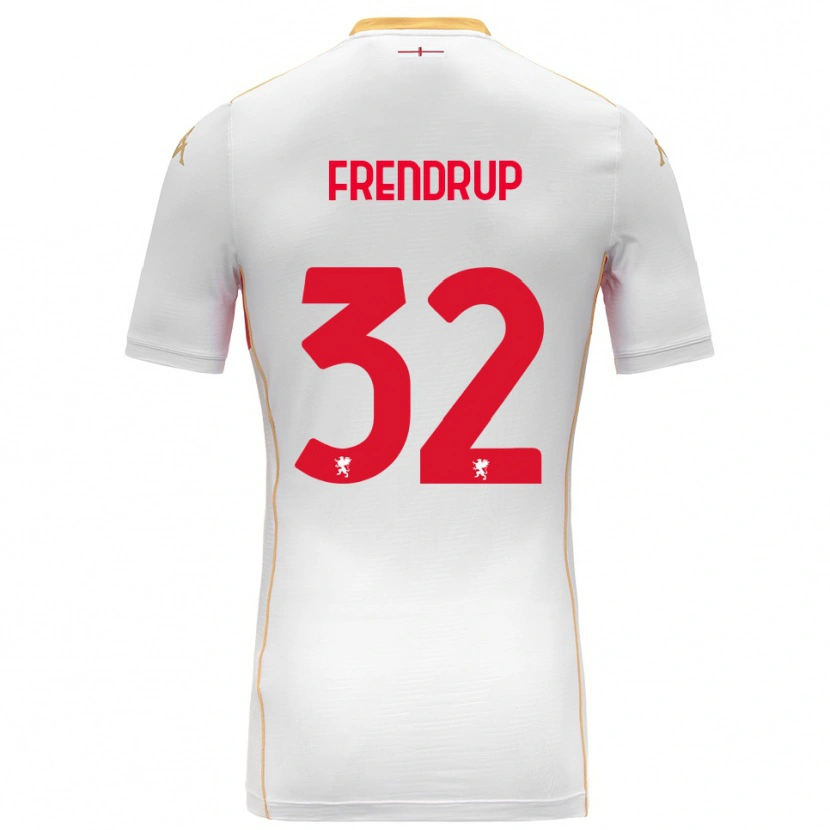 Danxen Donna Maglia Morten Frendrup #32 Bianco Rosso Kit Gara Away 2025/26 Maglietta
