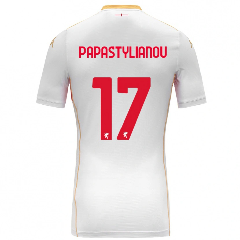Danxen Donna Maglia Lysandros Andreas Papastylianou #17 Bianco Rosso Kit Gara Away 2025/26 Maglietta