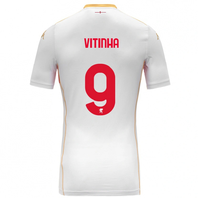 Danxen Donna Maglia Vitinha #9 Bianco Rosso Kit Gara Away 2025/26 Maglietta