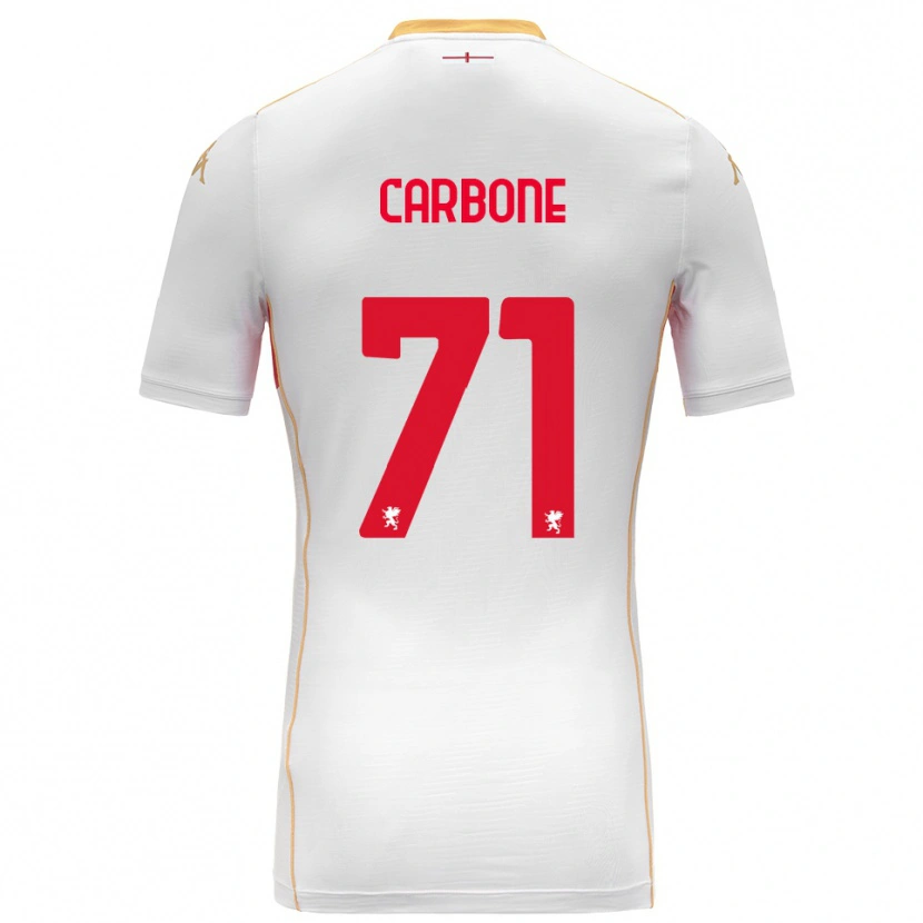 Danxen Donna Maglia Filippo Carbone #71 Bianco Rosso Kit Gara Away 2025/26 Maglietta