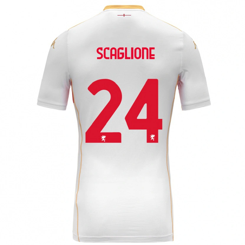 Danxen Donna Maglia Roberto Scaglione #24 Bianco Rosso Kit Gara Away 2025/26 Maglietta