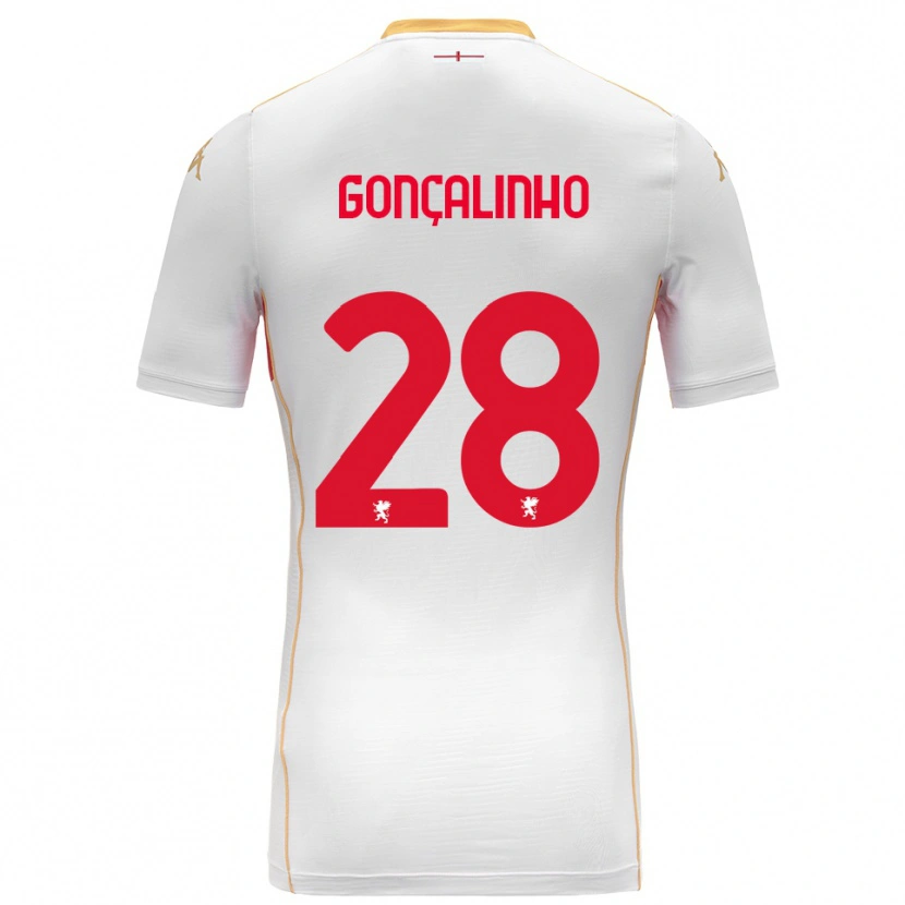 Danxen Donna Maglia João Gonçalinho #28 Bianco Rosso Kit Gara Away 2025/26 Maglietta