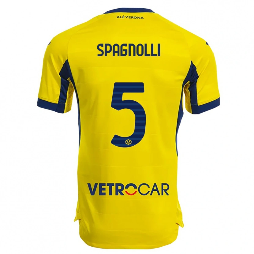 Danxen Donna Maglia Matteo Spagnolli #5 Giallo Blu Navy Kit Gara Away 2025/26 Maglietta
