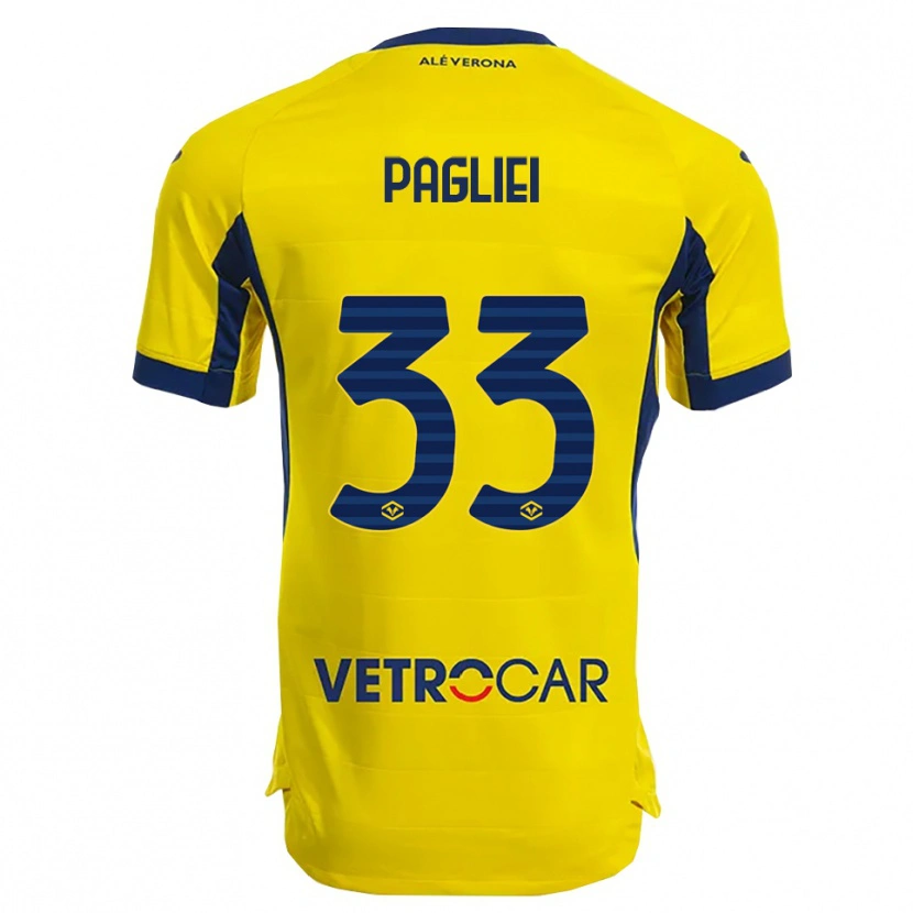 Danxen Donna Maglia Matteo Pagliei #33 Giallo Blu Navy Kit Gara Away 2025/26 Maglietta