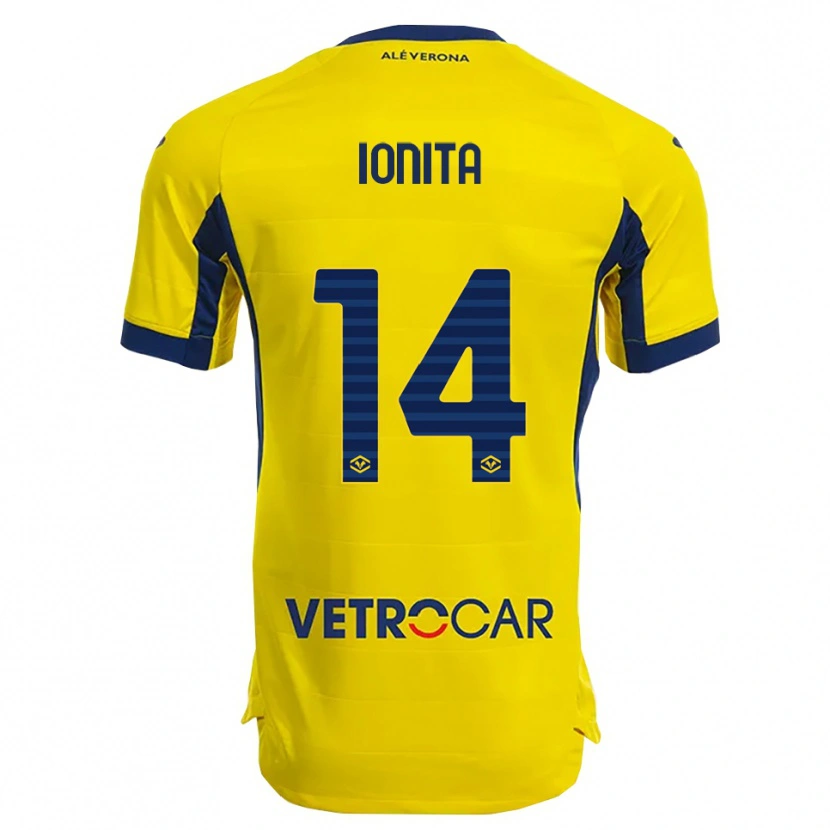 Danxen Donna Maglia Alexandru Ioniță #14 Giallo Blu Navy Kit Gara Away 2025/26 Maglietta