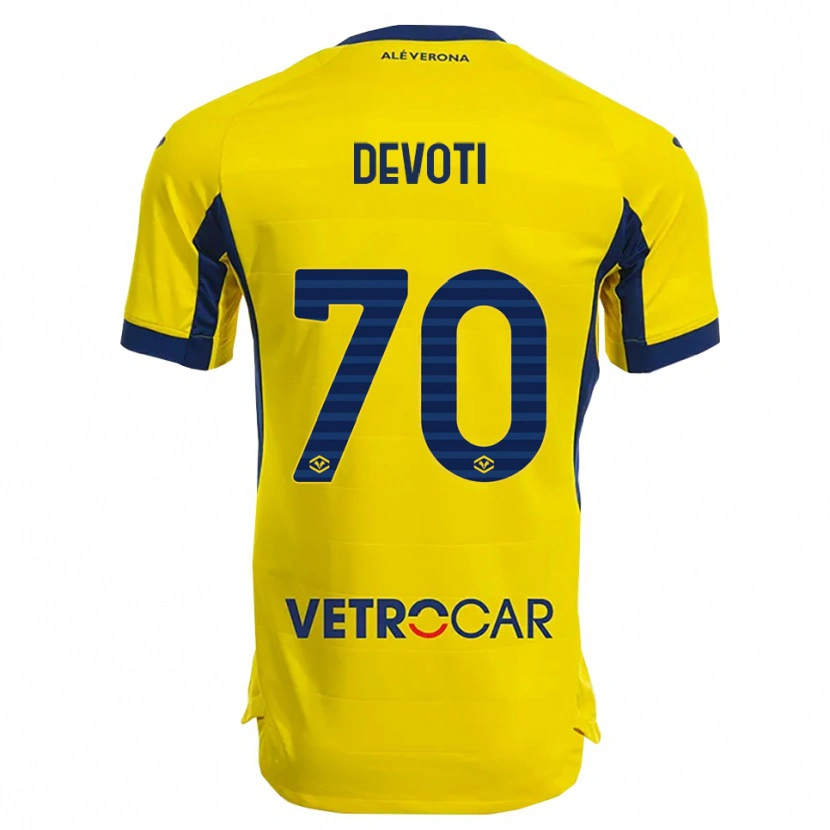 Danxen Donna Maglia Andrea Devoti #70 Giallo Blu Navy Kit Gara Away 2025/26 Maglietta