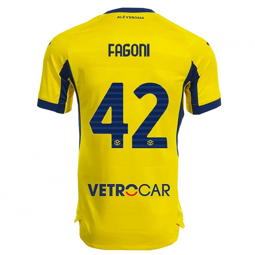 Danxen Donna Maglia Marco Fagoni #42 Giallo Blu Navy Kit Gara Away 2025/26 Maglietta