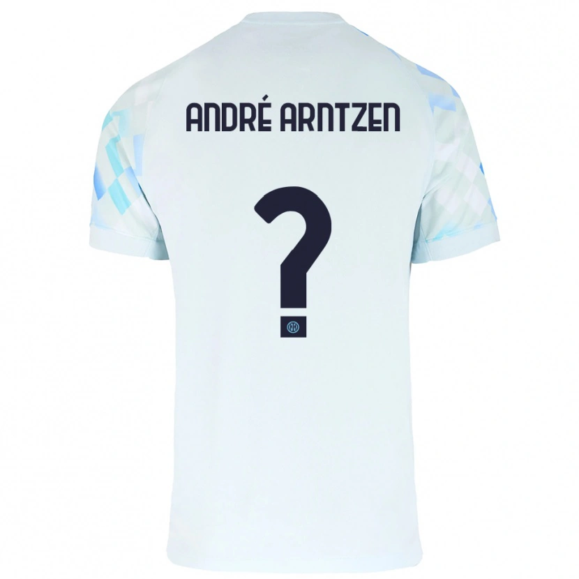 Danxen Donna Maglia Matheo André Arntzen #0 Bianco Blu Kit Gara Away 2025/26 Maglietta