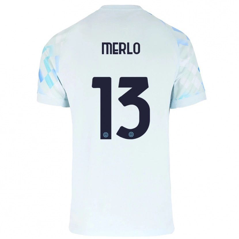 Danxen Donna Maglia Beatrice Merlo #13 Bianco Blu Kit Gara Away 2025/26 Maglietta