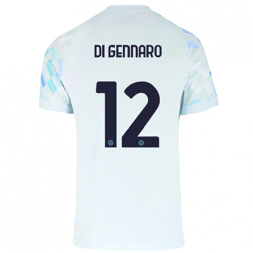 Danxen Donna Maglia Raffaele Di Gennaro #12 Bianco Blu Kit Gara Away 2025/26 Maglietta