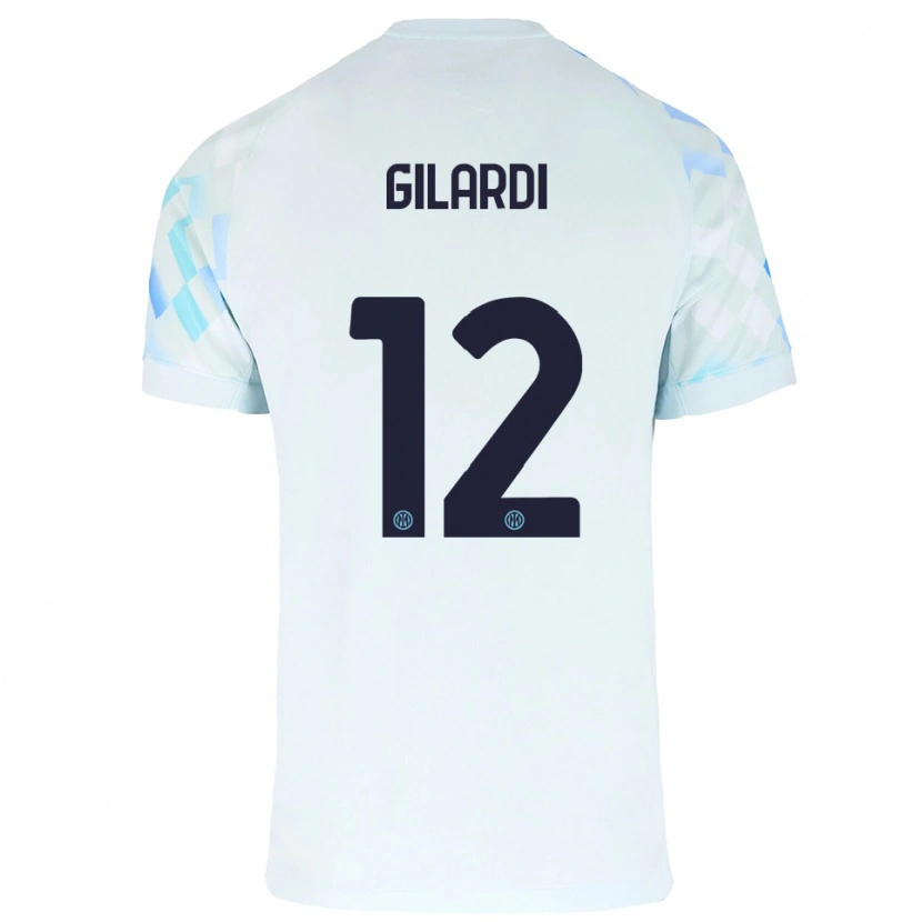 Danxen Donna Maglia Astrid Gilardi #12 Bianco Blu Kit Gara Away 2025/26 Maglietta
