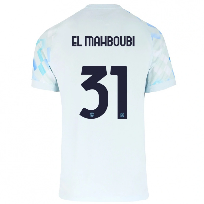 Danxen Donna Maglia Anas El Mahboubi #31 Bianco Blu Kit Gara Away 2025/26 Maglietta