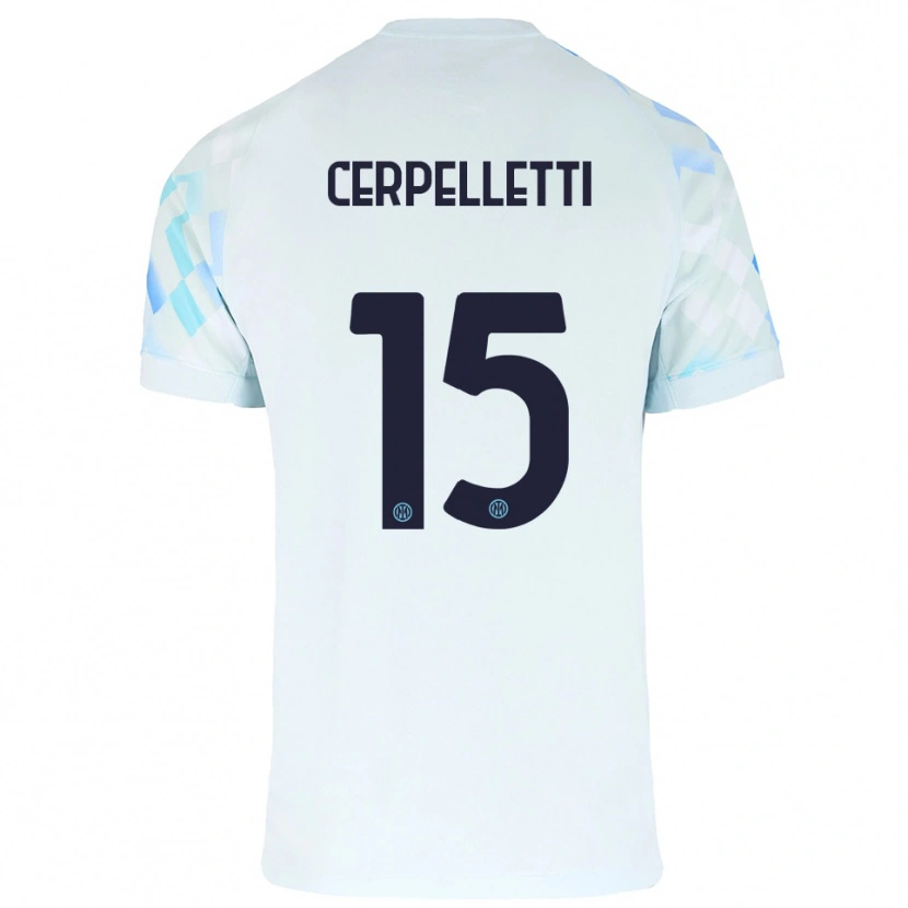 Danxen Donna Maglia Filippo Cerpelletti #15 Bianco Blu Kit Gara Away 2025/26 Maglietta