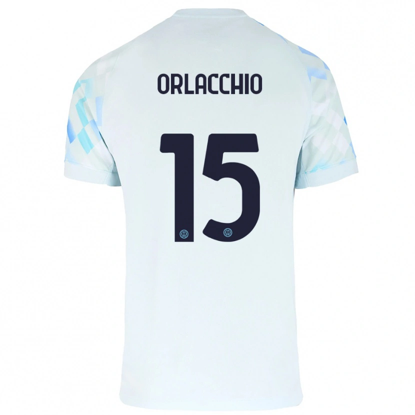Danxen Donna Maglia Angelo Orlacchio #15 Bianco Blu Kit Gara Away 2025/26 Maglietta