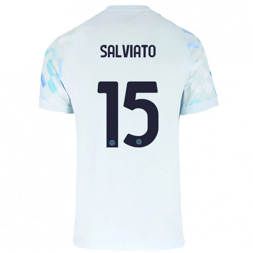 Danxen Donna Maglia Gabriel Salviato #15 Bianco Blu Kit Gara Away 2025/26 Maglietta