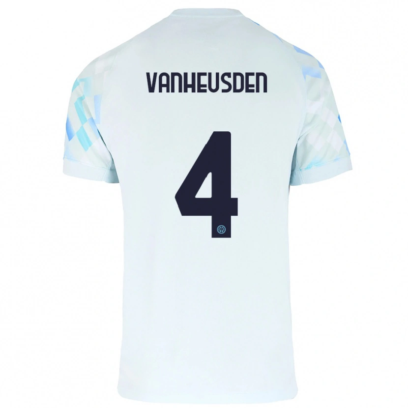 Danxen Donna Maglia Zinho Vanheusden #4 Bianco Blu Kit Gara Away 2025/26 Maglietta