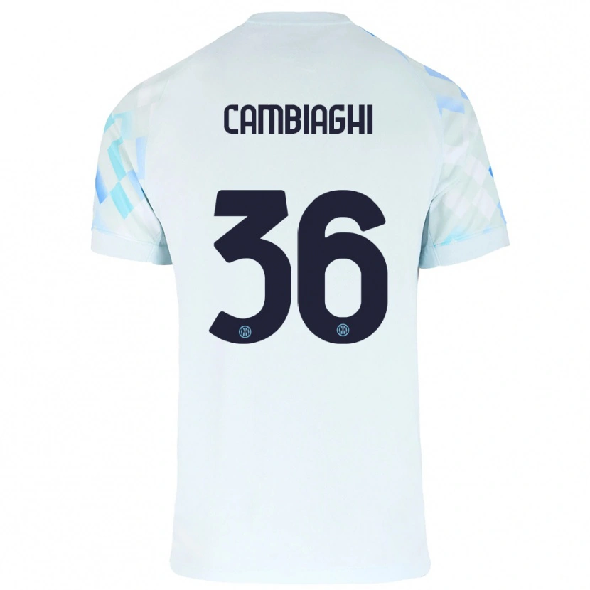 Danxen Donna Maglia Michela Cambiaghi #36 Bianco Blu Kit Gara Away 2025/26 Maglietta