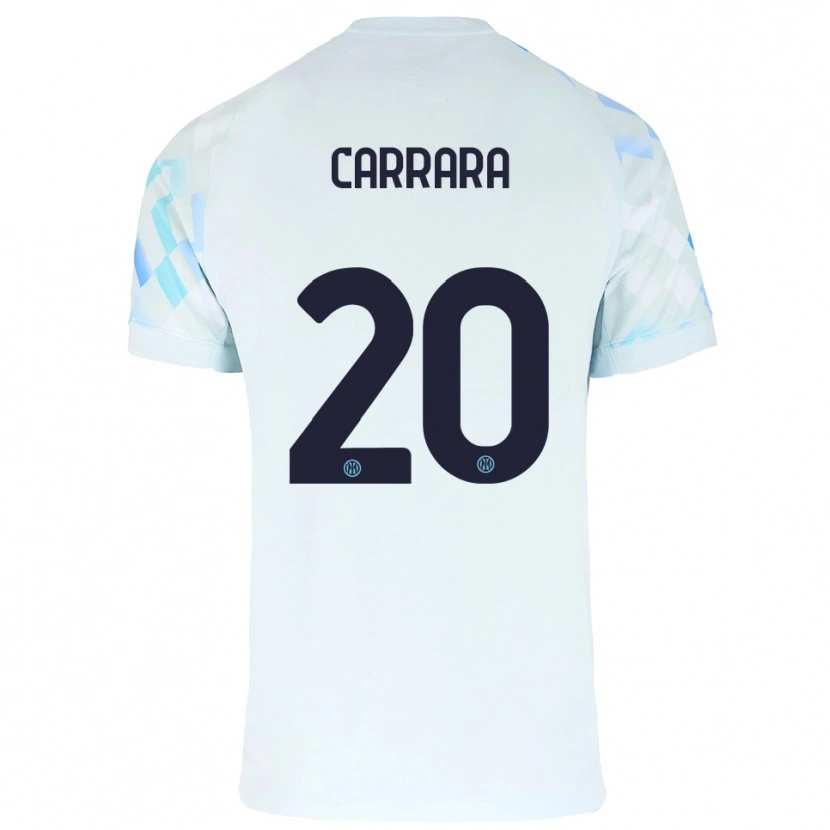 Danxen Donna Maglia Cristian Carrara #20 Bianco Blu Kit Gara Away 2025/26 Maglietta
