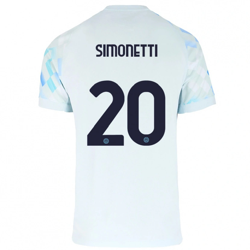 Danxen Donna Maglia Flaminia Simonetti #20 Bianco Blu Kit Gara Away 2025/26 Maglietta