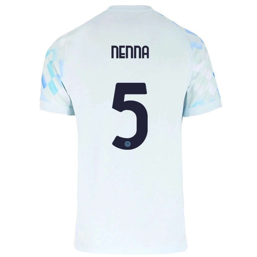 Danxen Donna Maglia Alessandro Nenna #5 Bianco Blu Kit Gara Away 2025/26 Maglietta