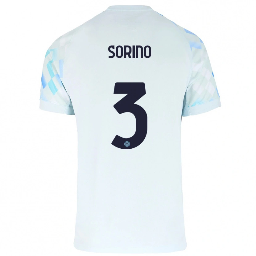 Danxen Donna Maglia Davide Sorino #3 Bianco Blu Kit Gara Away 2025/26 Maglietta