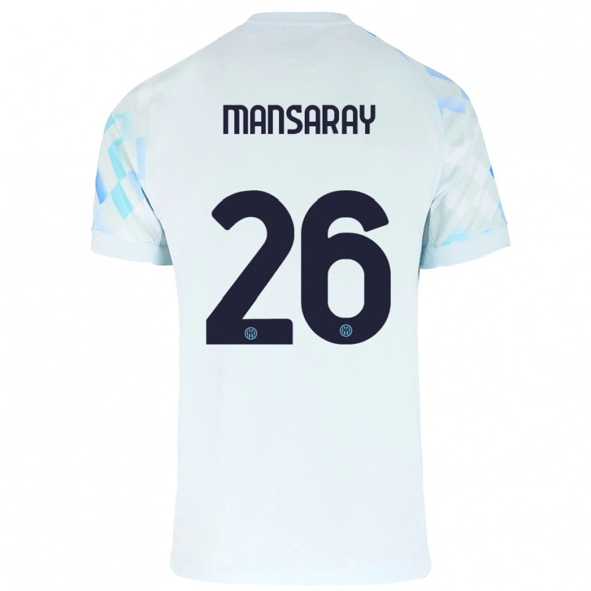 Danxen Donna Maglia Jasmin Mansaray #26 Bianco Blu Kit Gara Away 2025/26 Maglietta