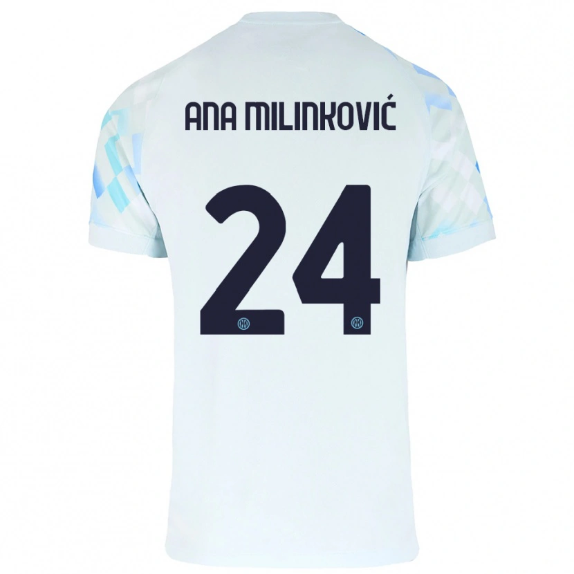 Danxen Donna Maglia Marija Ana Milinković #24 Bianco Blu Kit Gara Away 2025/26 Maglietta