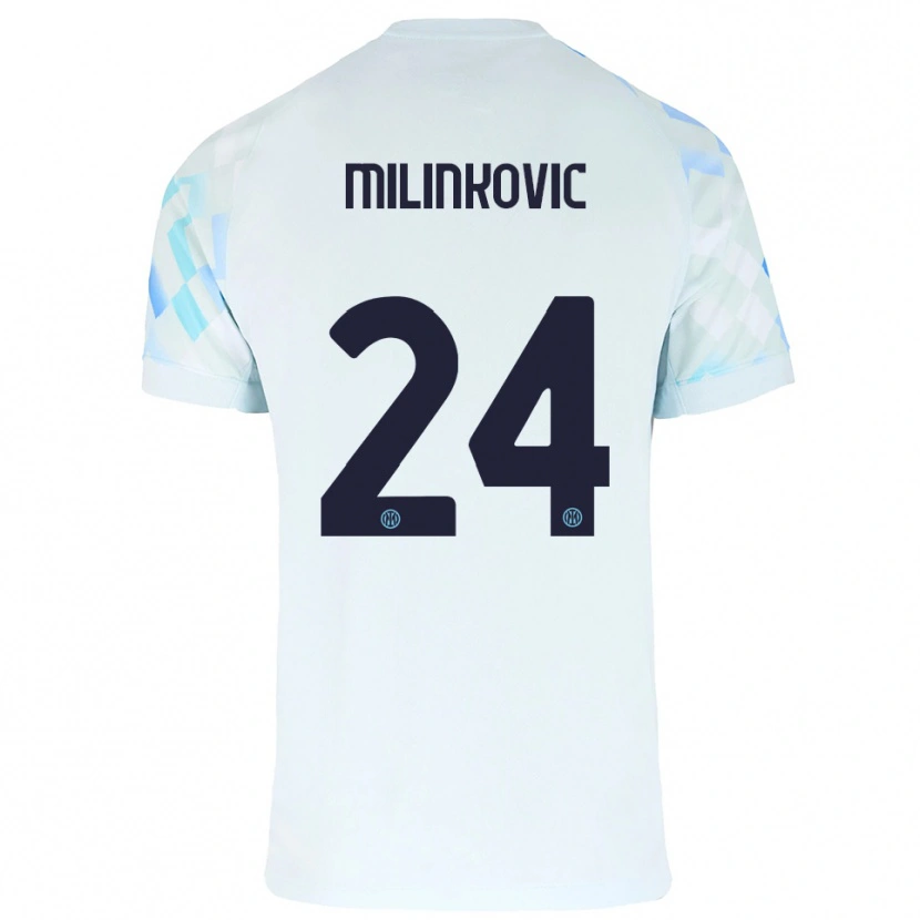 Danxen Donna Maglia Marija Milinković #24 Bianco Blu Kit Gara Away 2025/26 Maglietta