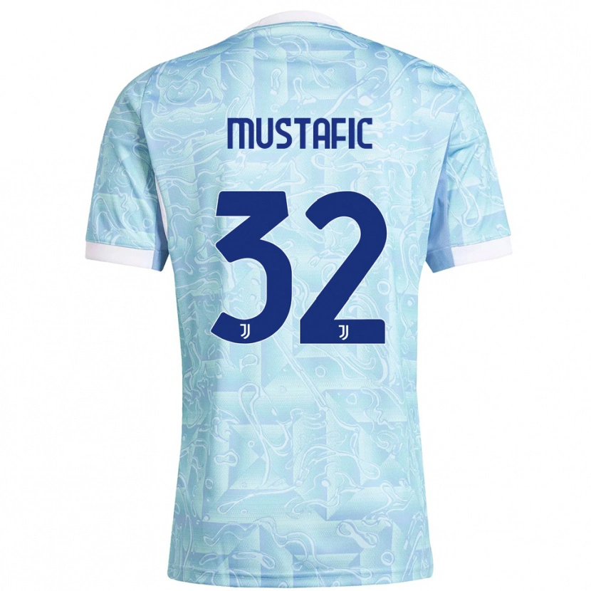 Danxen Donna Maglia Emma Mustafic #32 Azzurro Giallo Kit Gara Away 2025/26 Maglietta