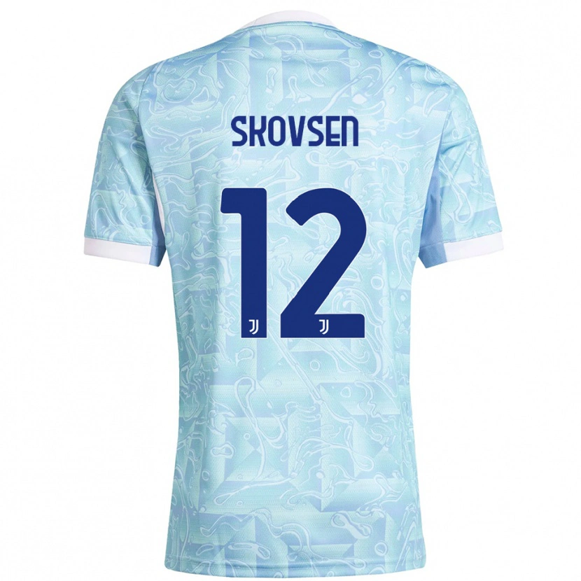 Danxen Donna Maglia Matilde Lundorf Skovsen #12 Azzurro Giallo Kit Gara Away 2025/26 Maglietta