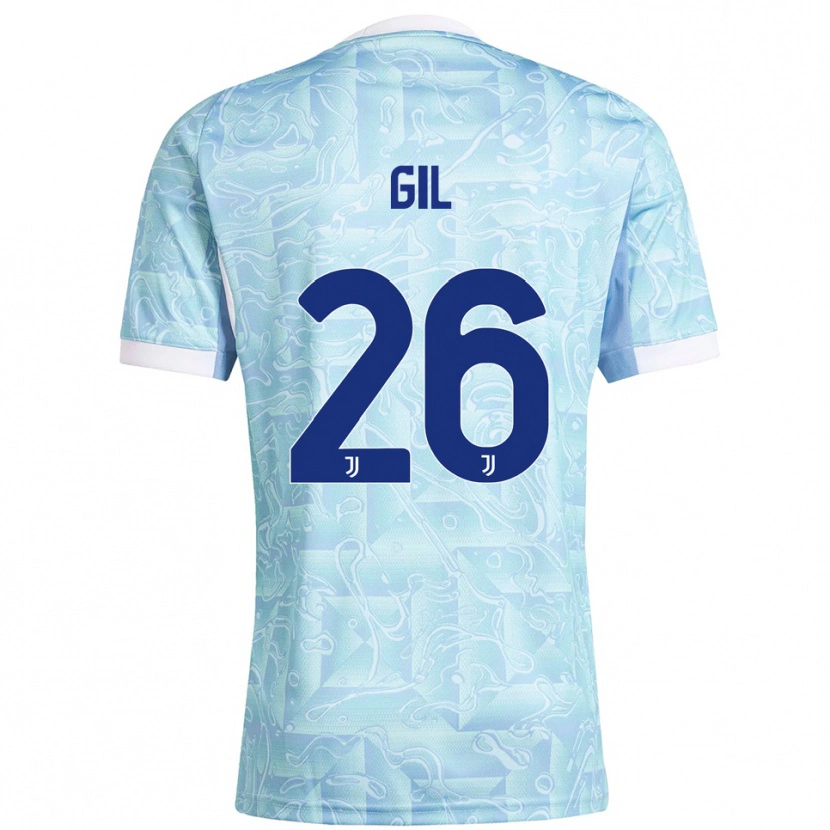 Danxen Donna Maglia Javier Gil #26 Azzurro Giallo Kit Gara Away 2025/26 Maglietta