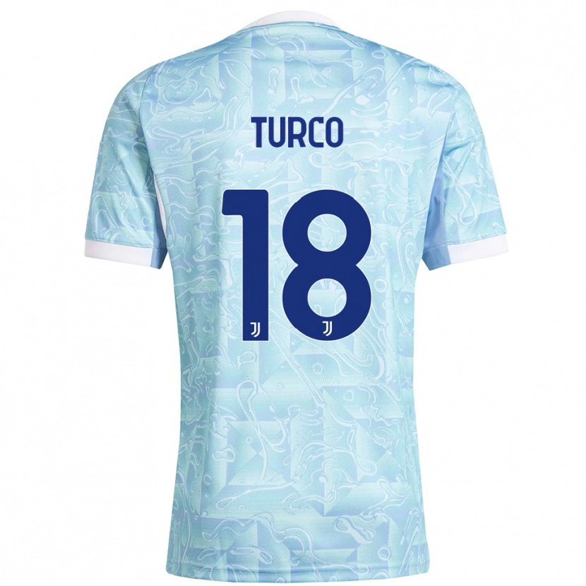Danxen Donna Maglia Nicolo Turco #18 Azzurro Giallo Kit Gara Away 2025/26 Maglietta