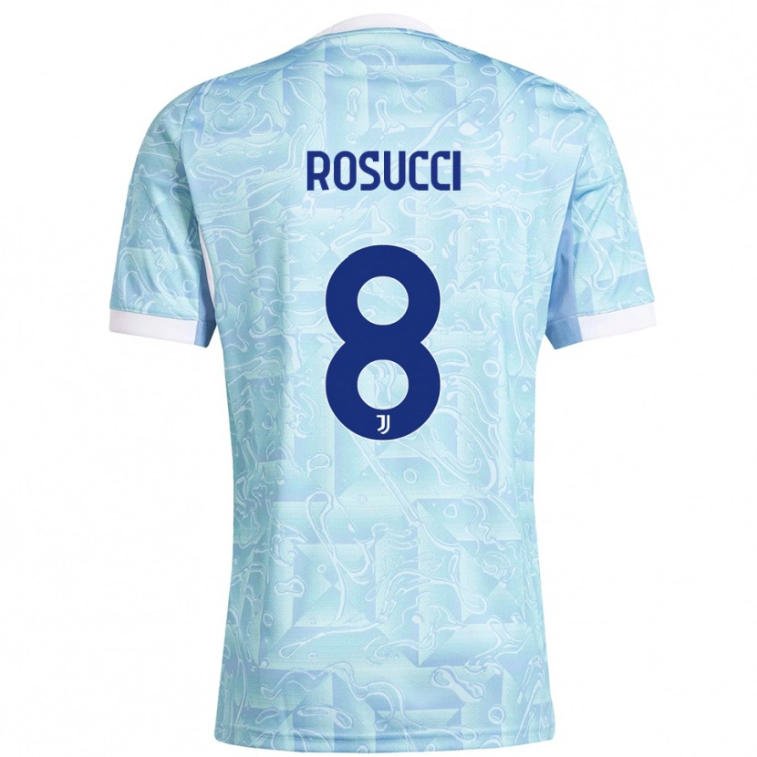 Danxen Donna Maglia Martina Rosucci #8 Azzurro Giallo Kit Gara Away 2025/26 Maglietta