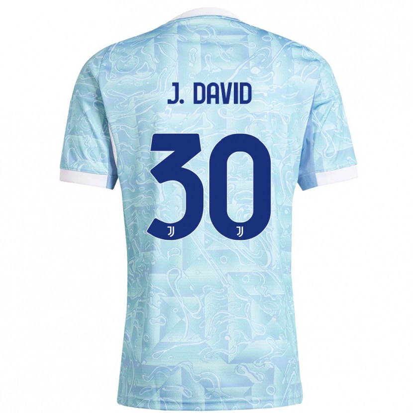 Danxen Donna Maglia Jonathan David #30 Azzurro Giallo Kit Gara Away 2025/26 Maglietta
