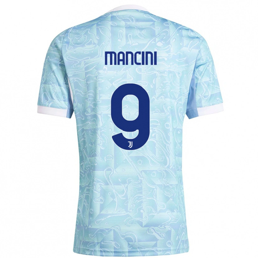 Danxen Donna Maglia Tommaso Mancini #9 Azzurro Giallo Kit Gara Away 2025/26 Maglietta