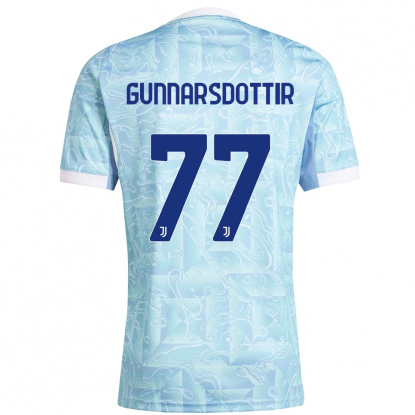 Danxen Donna Maglia Sara Bjork Gunnarsdottir #77 Azzurro Giallo Kit Gara Away 2025/26 Maglietta