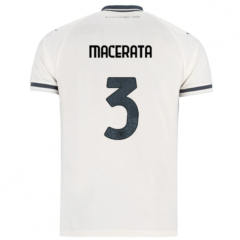 Danxen Donna Maglia Francesco Macerata #3 Bianco Blu Navy Kit Gara Away 2025/26 Maglietta