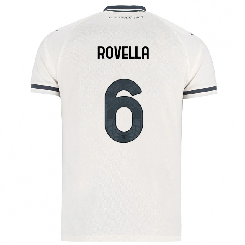 Danxen Donna Maglia Nicolò Rovella #6 Bianco Blu Navy Kit Gara Away 2025/26 Maglietta