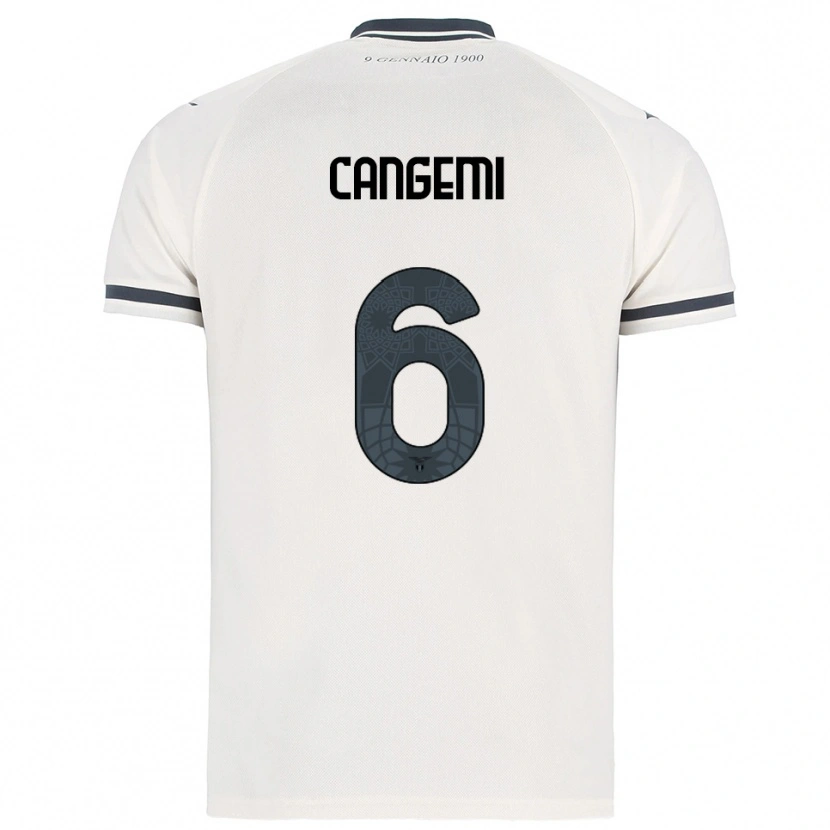 Danxen Donna Maglia Emanuele Cangemi #6 Bianco Blu Navy Kit Gara Away 2025/26 Maglietta