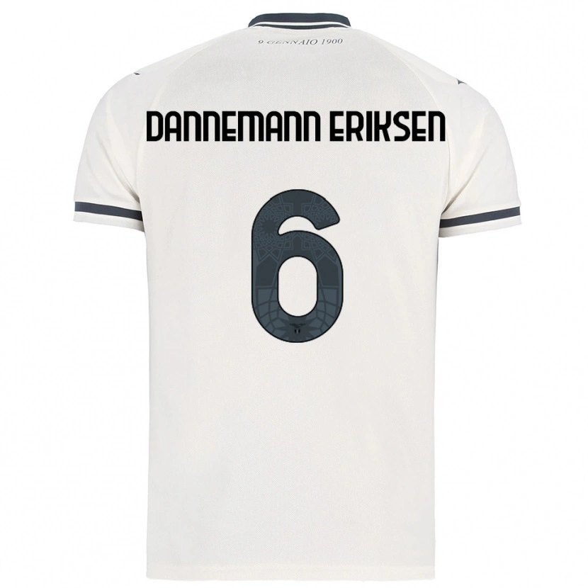Danxen Donna Maglia Louise Dannemann Eriksen #6 Bianco Blu Navy Kit Gara Away 2025/26 Maglietta
